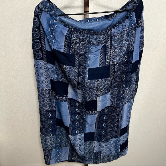 Vintage Jordan Blue Patchwork Paisley Print Straight Skirt Size XL - Picture 3 of 7